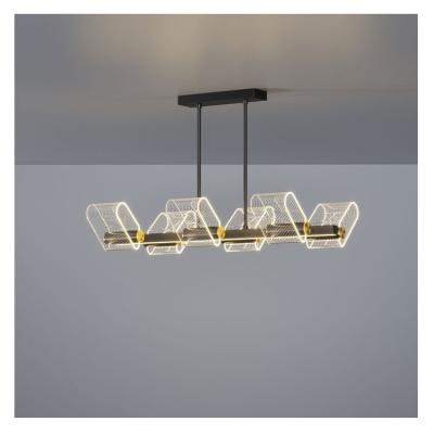 China Nordic Modern Bar Chandelier Restaurant Dining Room LED Pendant Light Scandinavian Minimalist Creative Gold Long Chandelier for sale