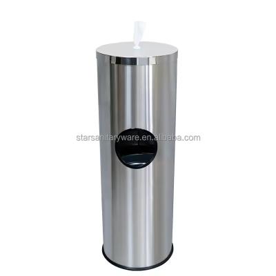 China Modern Floor standing stainless steel wet wipes dispenser with trash can for sale