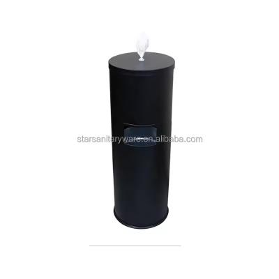 China Modern Floor standing stainless steel black wet wipes dispenser with galvanized bin for sale