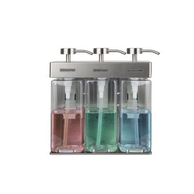 China Modern Wall mount bathroom triple head plastic liquid soap dispenser with lock for sale