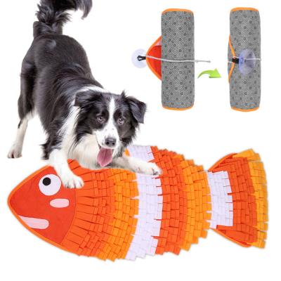 China Stocked Tureda Pet Dog Sniffing Mat Fish Shape Foraging Training Dog Feeding Mat Blanket Toy Puzzle Game Sniffing Slow Dispensing Feeder for sale