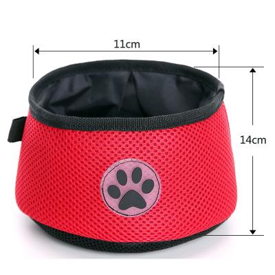 China Sustainable Tureda Portable Pet Bowl Collapsible Cheapest Polyester Waterproof Pet Folding Bowl for Travel Pet Bowls Puppy Food Dog for sale