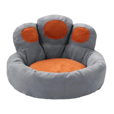 China Stocked Tureda Manufacturer Wholesale Bear Paw Shape  Removable Washable Non Slip Luxury Sleep Cushion Fluffy Soft Pet Sofa Cat Dog Beds for sale