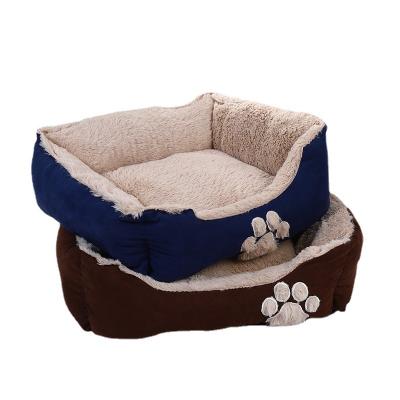 China Stocked Tureda Manufacturer Wholesale Pet Beds paw bone embroidery Cozy with dust Water Proof Wall and None-Slid Bottom Cat Dog Beds for sale