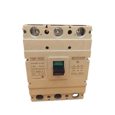 China Plastic silver copper TGM1-800 3pole 4pole 230amp 500amp 630amp mccb molded case circuit breaker high level for sale