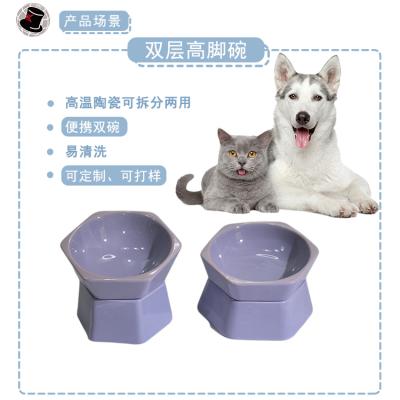 China Stocked Hot Sales Chinese Manufacture Ceramic Pet Food Bowls Custom Ceramic Pet Bowl With Stand Dual Purpose Bowl for sale