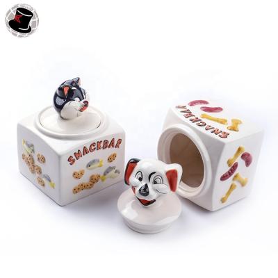 China Ceramic Cat Pet Feeder Dog Pet Food Storage Bowl Dog Cup Water Bowl Pet Dispenser Bowl Viable Potty Container For Dog Cat for sale