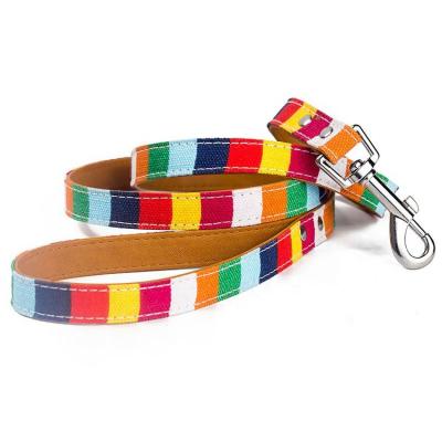 China Sustainable Hot Sale Fashion Colorful Cotton Canvas Rope Leash Dog for sale