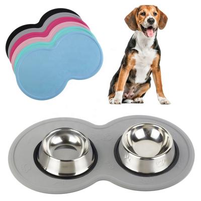 China Amazon Selling Silicone Mat Dog Mat Non Slip Durable Waterproof Hot Pet Bowl Color Silicone Dog Feeding Mat for sale