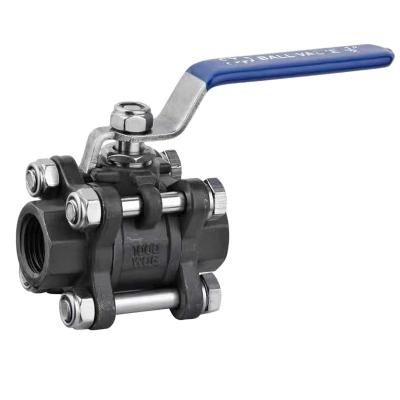 China Wcb Carbon Steel Manual Screw/Thread 3PC Ball Valve Stainless Steel Pipe Fittings for sale