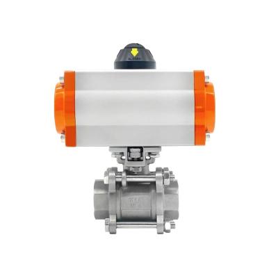 China Stainless Steel 316 BSP End 3PC Ball Valve with Single Pneumatic Actuator for sale