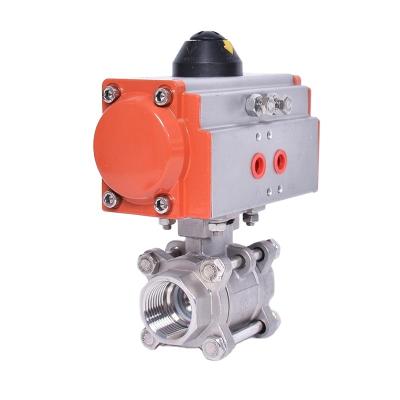 China CF8 Pneumatic Double Acting 3PC Ball Valve with BSP End for sale