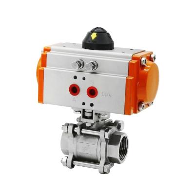 China 3 PC Electric Pneumatic SS304 Single Acting Pneumatic Actuator Ball Valve for sale