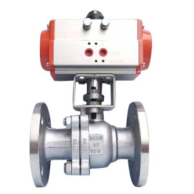 China Cast Stainless Steel AT Type Pneumatic Actuator 2PC Flange Ball Valve for sale