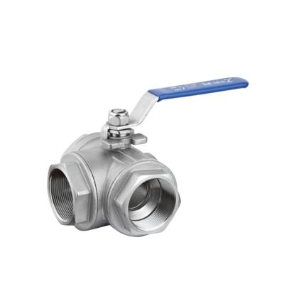 중국 Stainless Steel Three Way Ball Valves With Red Handle Three Way Ball Valve 판매용