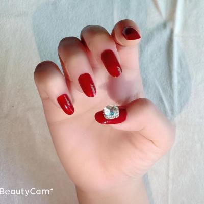 China Red Luxury Artificial Stone False Nails Diamond Flexibility Nails Press On Nails for sale