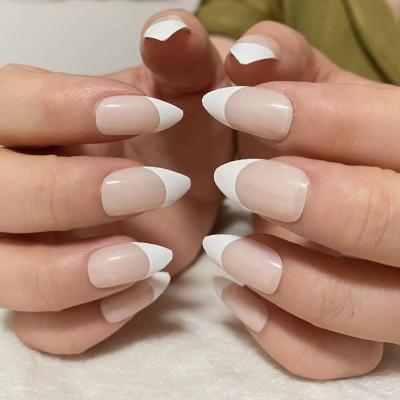 China Hot New 24 False Nail Patches Flexibility Exquisite Selling Gift Set Artificial Nails White Edge Nails for sale