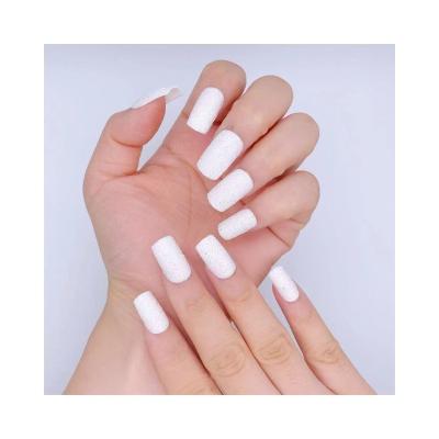 China Detachable and Wearable Flexibility False Nail Piece Waterproof Manicure 24 Pieces Boxed White Onion Powder Nail Sticker for sale