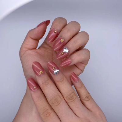 China Flexibility 24 PCS Wholesale Blinged Nails Art Artificial Nails High Quality Fake Stone Nail Art for sale