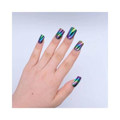 China Flexibility Nail Art Europe and America Laser Symphony Plating Finished False Nails Color Square Nail Art Sheet for sale