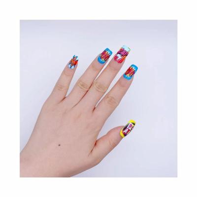 China Wholesale Fake Artificial Nails Color Flexibility Cartoon Colorful Printing Nails for sale