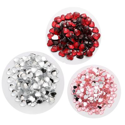 China Environmental Inspection Wholesale Low Price Multicolor Acrylic Heart Shape Mesh Flat Bottom Rhinestone Without Holes For Nail Art Clothing Decoration for sale