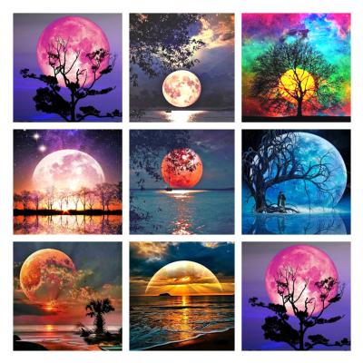 China Custom DIY Cross Stitch Home Decoration Moon Scenery Diamond Painting 5D Diamond Painting for sale