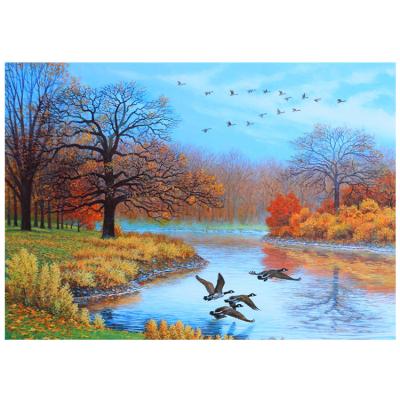 China Hot Modern DIY Cross Stitch Home Decoration Autumn River Landscape Diamond Painting Tools 5D Diamond Painting for sale