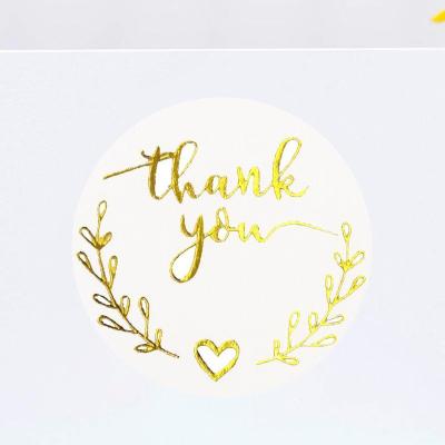 China Decorative Sticker Custom Printed 500 Pieces Two Inch Roll 1.5 Self Adhesive Label Shopping Thank You Sticker for sale