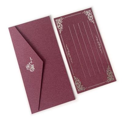 China Business Envelope Custom Heart Button Envelope Postcard Lover Letter Invitation Pearl Paper Envelope for sale