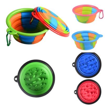 China Hot Sale DZ01 Camouflage Viable Silicone Bowl Collapsible Dog Food Pot Portable Silicone Pet Supplies for sale