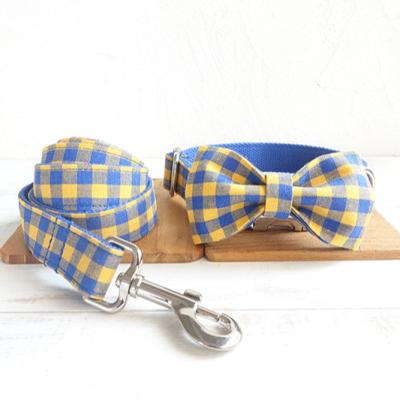 China ZXQ02 Hot Sale Fashion Plaid Bow Tie Dog Collars And Leashes Personalized for sale