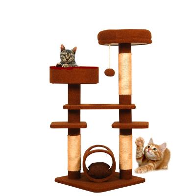 China Sustainable RY32 Pet Furniture Tower Climbing Scratcher Game House Housing Cat Tree for sale