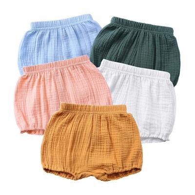 China 2023 New Children's Breathable Clothing Baby Double-layer Cotton And Triangle Canvas Bread Pants Shorts Baby Feet Shorts Pants for sale