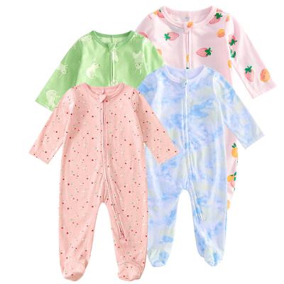 China 100% Breathble Baby&toddler Customized Print Footie Baby Rompers Cozy Unisex Cozy Soft Cotton Fabric Long Sleeve Overalls for sale