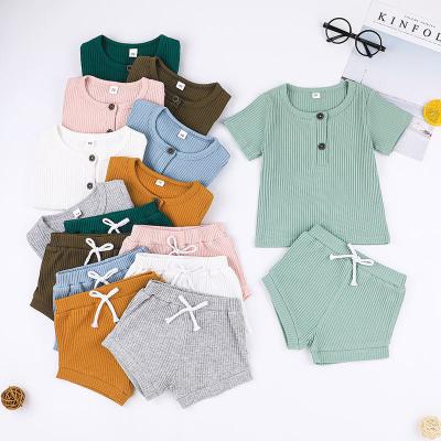 China Hot Sale Anti-Shrink Shirt+Short Pants 2 Piece Baby Dressing Sets Clothes, Infants Girls Dress Knitted Baby Boy Summer Clothes for sale