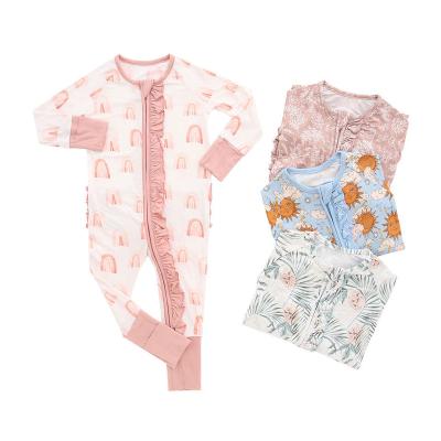 China Baby Breathble Sleepers Comfy Bamboo Squishy Soft Pajamas Jumpsuit Newborn Boy Girl Clothes Printed Custom Baby Rompers for sale