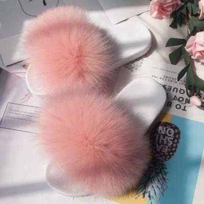 China Hen Weekend Gift Wedding Party Fox Hair Anti-slip Slipper for Bride for sale