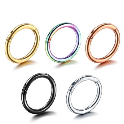 China TRENDY Open Septum Small Segment Titanium Hinged Nose Piercing Ring Earrings Women Men Nose Body Piercing Jewelry for sale