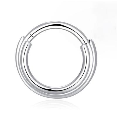 China Hypoallergenic Titanium Nose Earring G23 Helix Piercing Jewelry Facing Triple Striped Septum Ring Nose Hoop Earring Nostril for sale