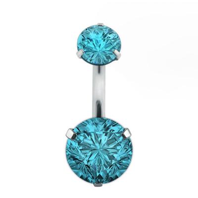 China FASHIONABLE Double Explosive Zircon Teeth Navel Ring ASTM F136 Inner Titanium Sting Navel Jewelry Human Body Sting Navel Ring for sale