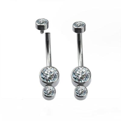 China 14g FASHIONABLE Grade Internal Wire Implant Astm F136 Zircon Bezel Navel Ring Titanium Jewelry Piercing Navel Ring for sale