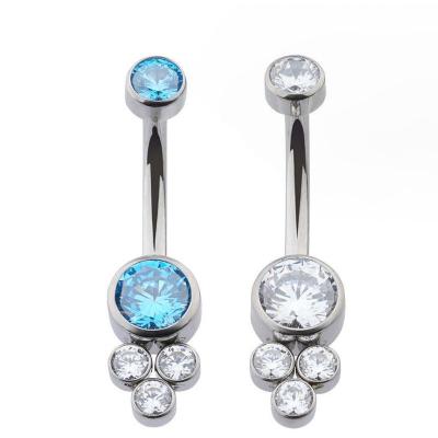 China FASHION conscious design internally threaded bezel Titanium CZ zirconia jewelry belly button rings ASTM F136 for sale