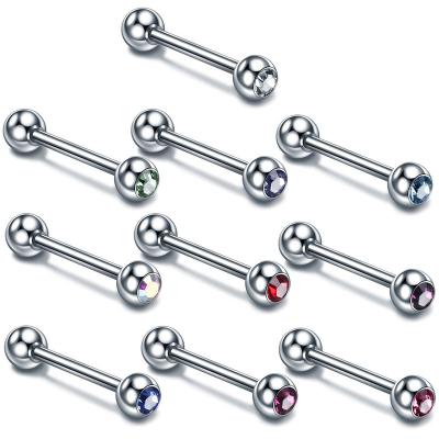 China New FASHIONABLE Titanium Externally Threaded Straight Barbells Tell Ring Piercing Tragus Nipple Piercings with Gem Sexy Jewelry for sale