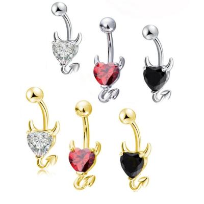 China Free Sample TRENDY Heart CZ Swell Ring Navel Button Ring Sexy Stainless Steel Body Jewelry Piercing free shipping from China for sale