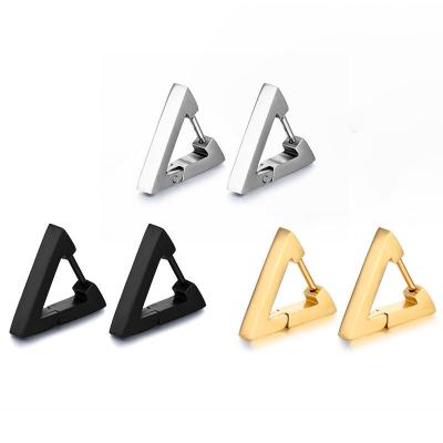 China Trendy Creative Women Circle Stainless Steel Triangular Hoop Earrings Shape Jewelry Huggie Men Hiphop Punk Jewelry for sale