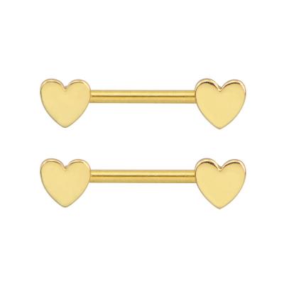 China 2022 Fashion Wholesale Hypoallergenic Boy Girl Stainless Steel Heart 14G Universal Nipple Piercings Body Jewelry for sale