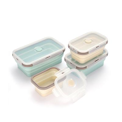 China Hot Selling Eco-Friendly Reusable Portable Silicone Food Storage Container Kids Freshness Storage Container With Airtight Clip Top Lids for sale