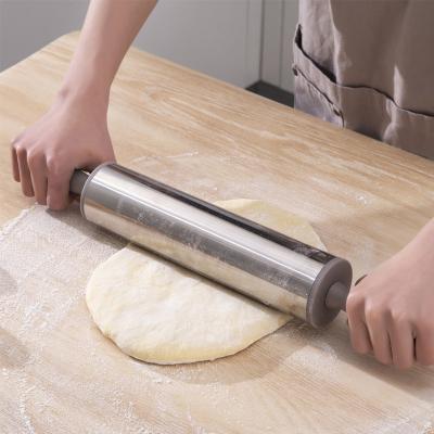 China Sustainable Baking Tools Cookie Dough Non Stick Stainless Steel Pin With Silicone Handle for sale