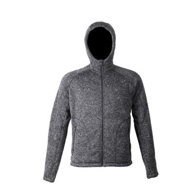 China 100% Polyester Mens Full Zipper Bonded Fleece Long Sleeve Jackets With Hoodie for sale